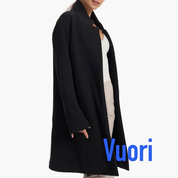 NWT Vuori Restore Coat Fleece Sweatshirt Trench Jacket * Black * Medium/Large - Picture 3 of 9